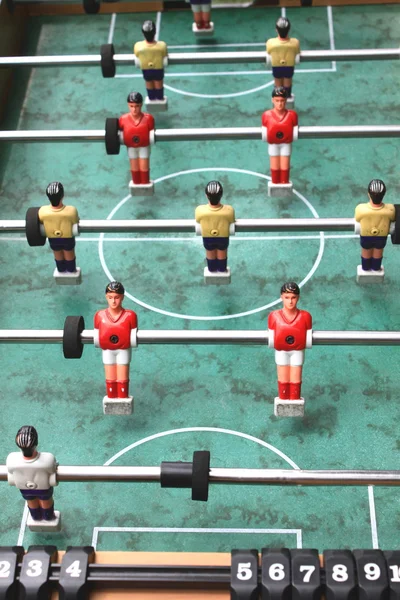 Starodawny stół piłkarski zbliżenie, piłkarzyki — Zdjęcie stockowe