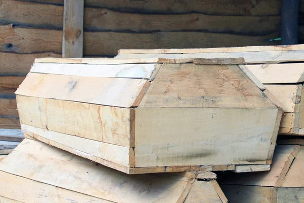 Ataúdes de madera en stock — Foto de Stock