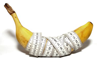 Büyük muz Isolated adamın büyük penis, büyük boy gibi beyaz arka plan üzerinde