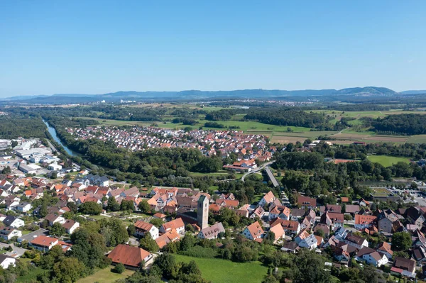 Luftaufnahme Des Ortes Tailfingen Neckar Mit Der Schwäbischen Alb Hintergrund — Stockfoto