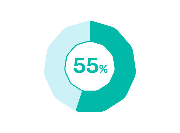 55% Percentage, Circle Pie Chart showing 55% Percentage diagram infographic for  UI, web Design