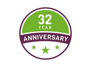 32 yıllık yıldönümü resmi, 32 yıllık yıldönümü logosu beyaz arkaplanda izole edilmiş