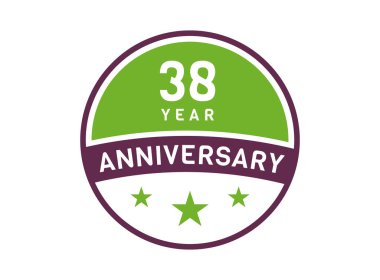 38 yıllık yıldönümü resmi, 38 yıllık yıldönümü logosu beyaz arka planda izole edilmiş