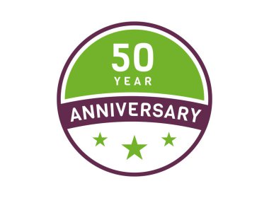 50 yıllık yıldönümü resmi, 50 yıllık yıldönümü logosu beyaz arkaplanda izole edilmiş.