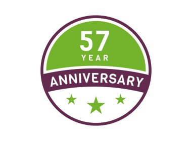 57 yıllık yıldönümü resmi, 57 yıllık yıldönümü logosu beyaz arkaplanda izole edilmiş.