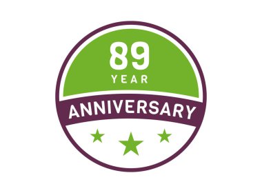 89 yıllık yıldönümü resmi, 89 yıllık yıldönümü logosu beyaz arka planda izole edilmiş.