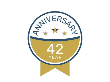 42 yıl dönümü logo vektör şablonu, 42 yıl dönümü tasarımı 