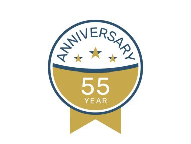 55 yıl dönümü logo vektör şablonu, 55 yıl dönümü tasarımı 