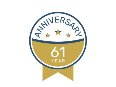 61 yıl dönümü logo vektör şablonu, 61 yıl dönümü tasarımı 