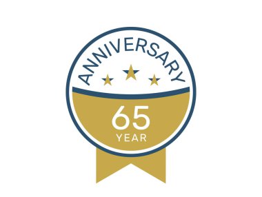 65 yıl dönümü logo vektör şablonu, 65 yıl dönümü tasarımı 