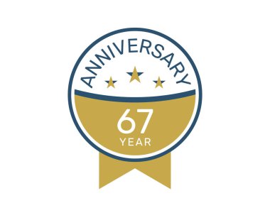 67 yıl dönümü logo vektör şablonu, 67 yıl dönümü tasarımı 