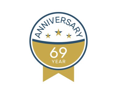 69 yıl dönümü logo vektör şablonu, 69 yıl dönümü tasarımı 