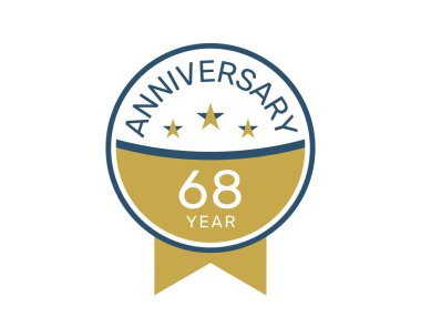 68 yıl dönümü logo vektör şablonu, 68 yıl dönümü tasarımı 