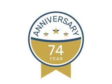 74 yıl dönümü logo vektör şablonu, 74 yıl dönümü tasarımı 