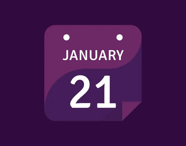 Janeiro Janeiro Ícone Dia Único Calendário Ilustração Vetorial — Vetor de Stock