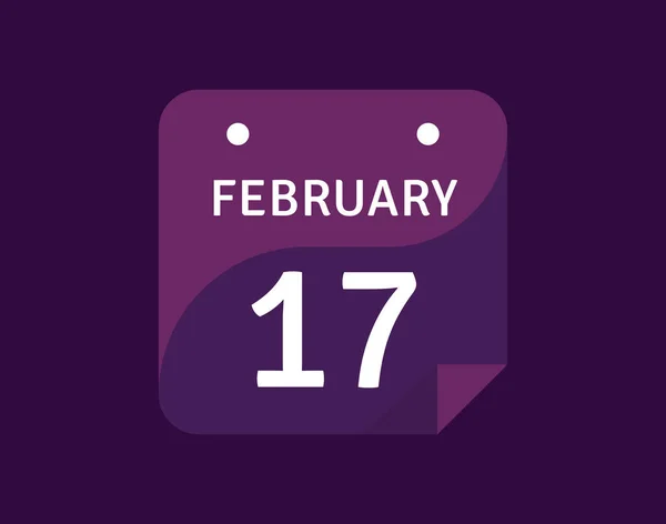 Fevereiro Fevereiro Ícone Dia Único Calendário Ilustração Vetorial — Vetor de Stock