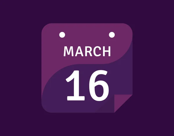 3月16日アイコン1日カレンダーベクトルイラスト — ストックベクタ