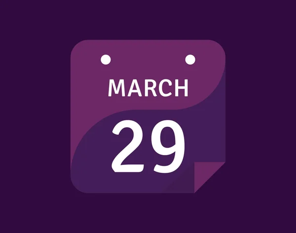 29 Mart, 29 Mart Tek Gün Takvim Vektörü illüstrasyonu