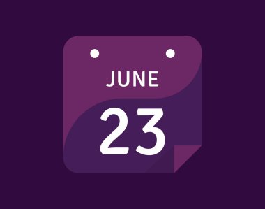 23 Haziran, 23 Haziran Tek Gün Takvim Vektörü illüstrasyonu