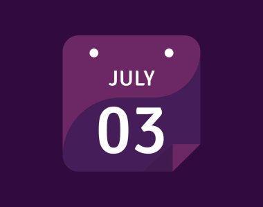 3 Temmuz, 3 Temmuz Tek Gün Takvim Vektörü illüstrasyonu