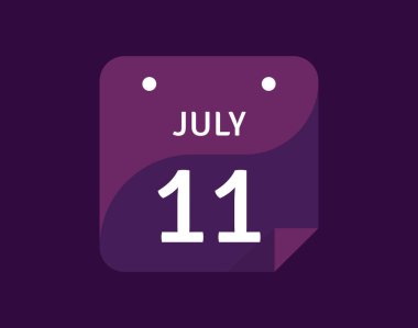 11 Temmuz, 11 Temmuz Tek Gün Takvim Vektörü illüstrasyonu