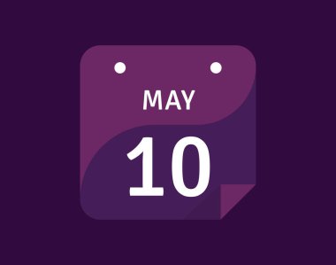 10 Mayıs, 10 Mayıs Tek Gün Takvim Vektörü illüstrasyonu