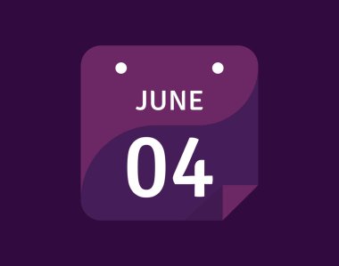 4 Haziran, 4 Haziran Tek Gün Takvim Vektörü illüstrasyonu