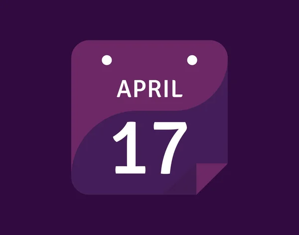 4月17日アイコン1日カレンダーベクトルイラスト — ストックベクタ