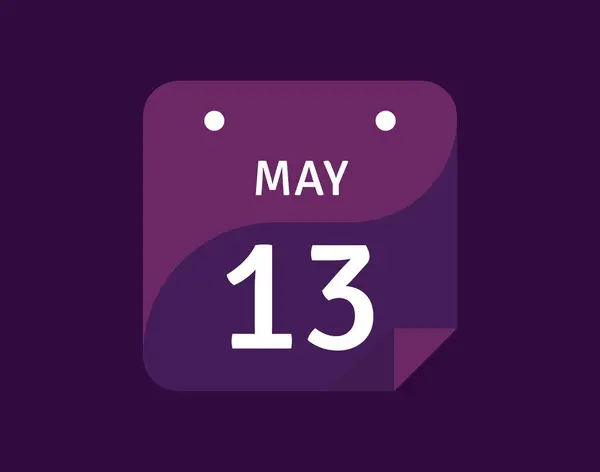 5月13日アイコン1日カレンダーベクトルイラスト — ストックベクタ