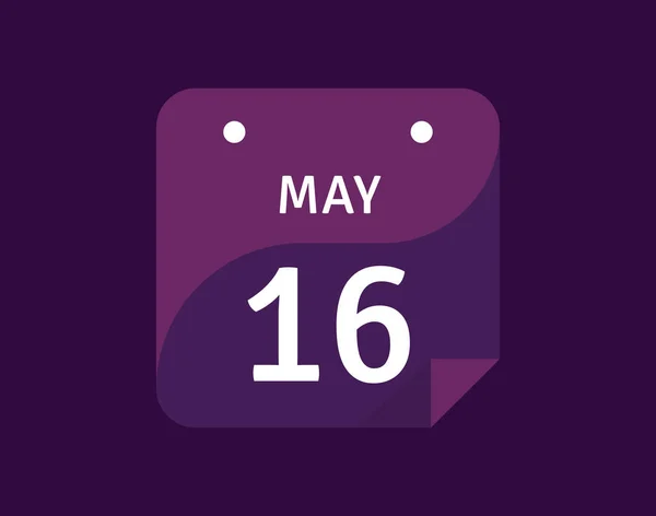 5月16日アイコン1日カレンダーベクトルイラスト — ストックベクタ
