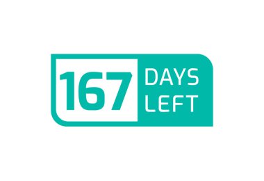 Beyaz arkaplanda 167 Gün Kala 167 Gün