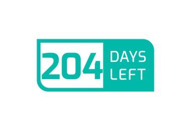 Beyaz arkaplanda 204 Gün Kaldı, Geriye 204 Gün Kala