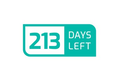 Beyaz arkaplanda 213 gün kaldı, Geriye 213 gün kaldı.