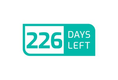 Beyaz arkaplanda 226 gün kaldı. Geriye 226 gün kaldı.