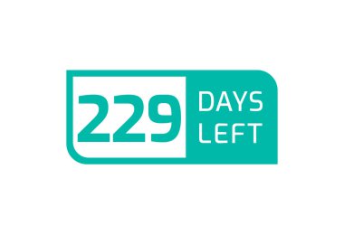 Beyaz arkaplanda 229 gün kaldı. Geriye 229 gün kaldı.