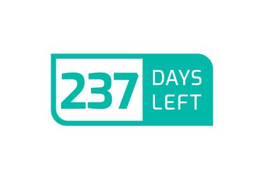 Beyaz arka planda 237 gün kaldı, 237 gün kaldı.