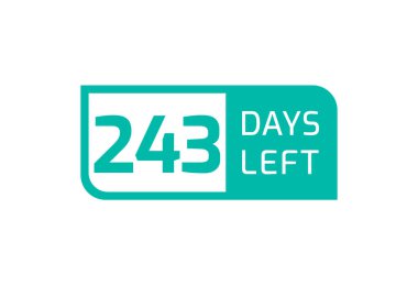 Beyaz arka planda 243 gün kaldı. Geriye 243 gün kaldı.