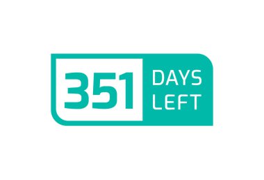 Beyaz arkaplanda 351 Gün Solunda pankart, Geriye 351 Gün Kala