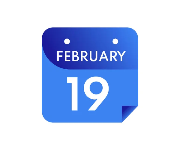 February Single Day Calendar Isolated White Background — Stock Vector
