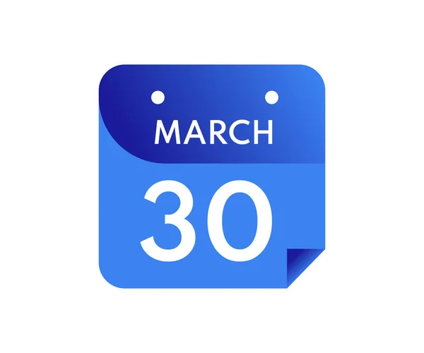 März Einheitstag Kalender Isoliert Auf Weißem Hintergrund — Stockvektor