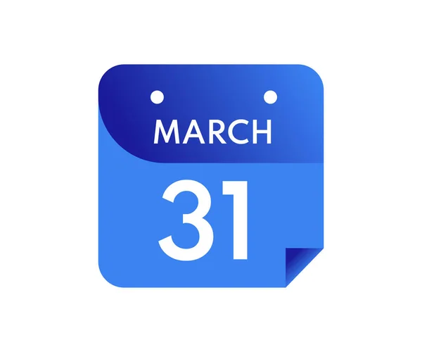 Marzo Giornata Unica Nel Calendario Isolato Sfondo Bianco — Vettoriale Stock