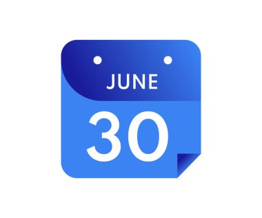 30 Haziran, Takvimdeki Tek Gün beyaz arkaplanda izole edildi