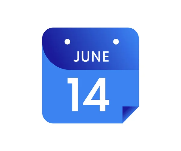 Junio Día Único Calendario Aislado Sobre Fondo Blanco — Archivo Imágenes Vectoriales