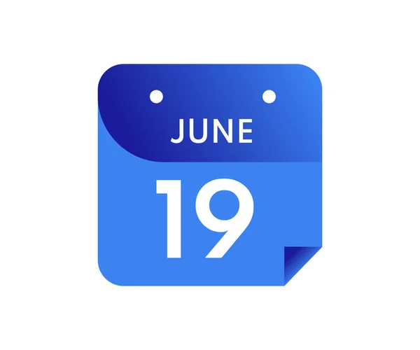June Single Day Calendar Isolated White Background — Stock Vector