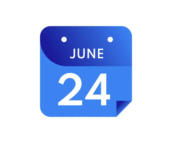 Junio Día Único Calendario Aislado Sobre Fondo Blanco — Archivo Imágenes Vectoriales
