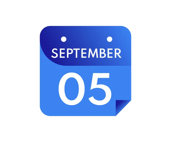 September Single Day Kalender Isolerad Vit Bakgrund — Stock vektor