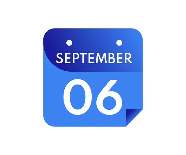 Septiembre Single Day Calendar Aislado Sobre Fondo Blanco — Vector de stock