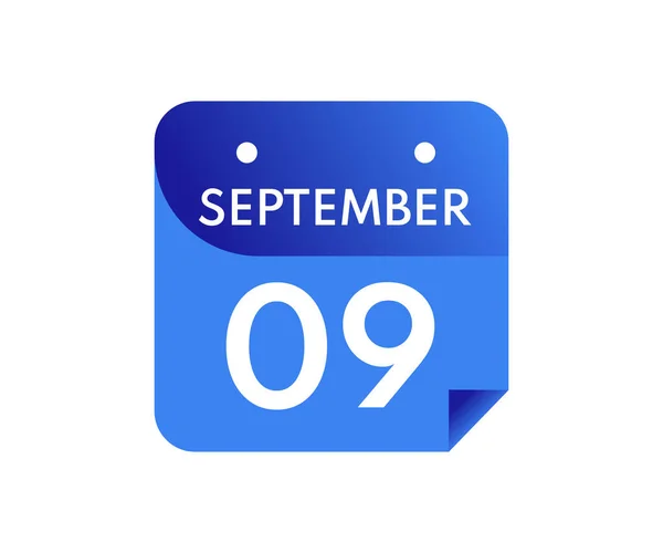 Septiembre Día Único Calendario Aislado Sobre Fondo Blanco — Vector de stock