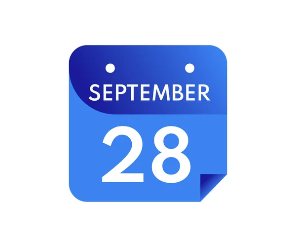 Septiembre Single Day Calendar Aislado Sobre Fondo Blanco — Vector de stock