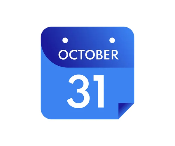 Octubre Día Único Calendario Aislado Sobre Fondo Blanco — Vector de stock